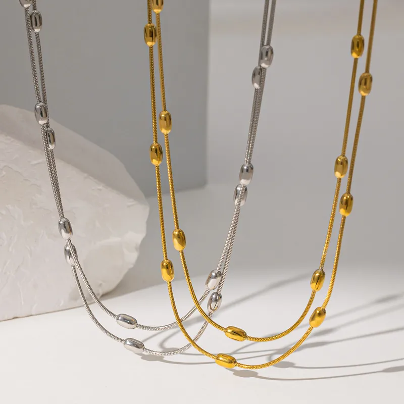 Wholesale PVD Coated Real Gold Plated Solid Color 304 Stainless Steel Simple Style Waterproof Non Tarnish Bracelets Necklace