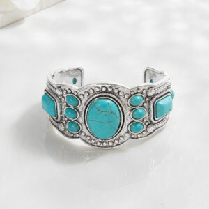Wholesale Turquoise bracelet, ethnic style jewelry, bohemian natural stone jewelry, exaggerated accessory.