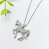 Wholesale Handmade Horse Necklace For Women In 201 Stainless Steel With Golden Plated Electroplated Finish And Zircon Inlay On Cable Chain