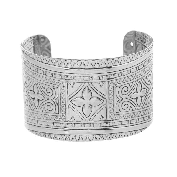 Wholesale Retro Ethnic Style Miao Silver Wide Edition Bracelet Carved Pattern Women's Bohemian Bracelet Xizang Bracelet Alien Accessories