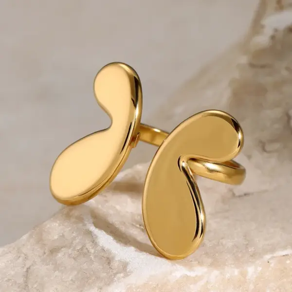 Wholesale Jewelry Elegant Classic Style Butterfly Bow Knot 304 Stainless Steel Artificial Pearls PVD Coated Plating Open Rings