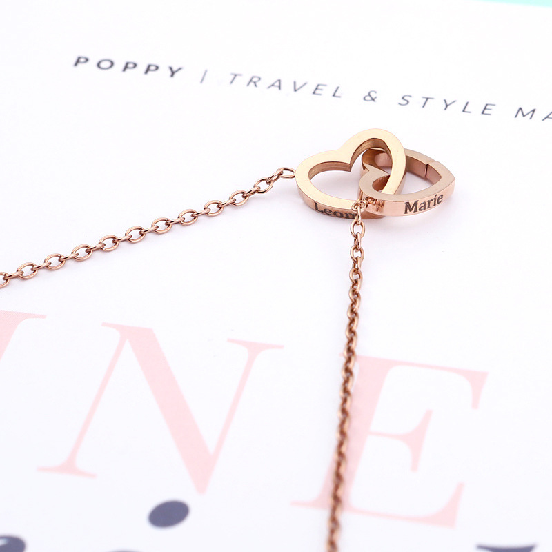 Wholesale European and American fashion simple stainless steel 18K gold vacuum plating cross chain love lettering necklace Valentine's Day gift