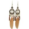 oly-acb783d62b091cce1bcdef752f961d6e Wholesale Ethnic Style Retro Feather Earrings Long Multi-Color Holiday Feather Earrings Beaded Design Circle Earrings