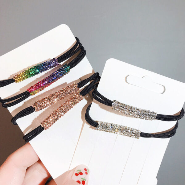 Wholesale Korean Style Fragrant Style High Elastic Head Rope for Women's Style Super Flash Rhinestone Hair Ring Hair Rope Crystal Small Rubber Tendon
