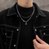 oly-accabe3753ad55f12c794800186e2c66 Wholesale Manxing double-layer necklace hip hop design sense niche personalized accessories advanced Qixi boys and girls clavicle chain