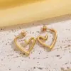 Wholesale 1 Pair Casual Classic Style Streetwear Geometric Heart Shape 304 Stainless Steel Imitation Gold Electroplating Hoop Earrings
