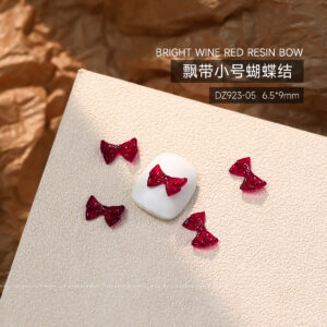 [glossy style] burgundy ribbon small bow