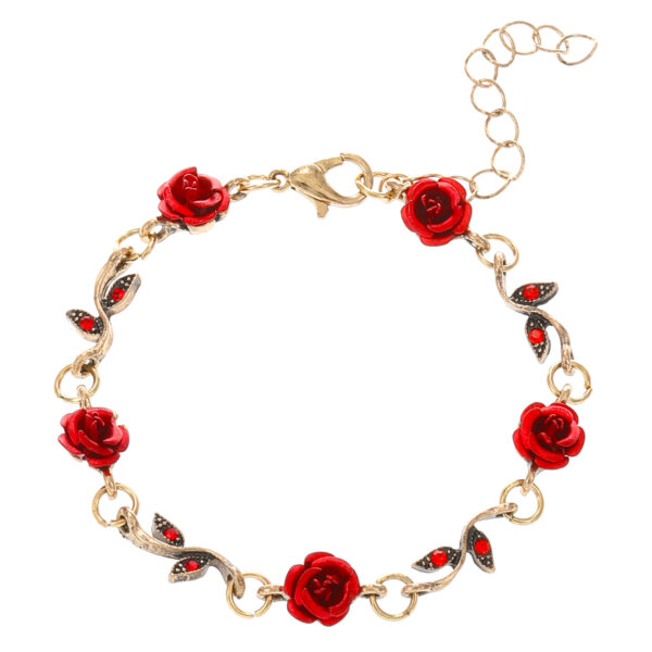 Wholesale Vintage French Style Rose Flower Bracelet suit Women’s Personality Elegant Red Rose Necklace Trendy Bracelet
