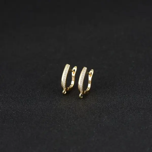 Wholesale Paper Clip Earrings For Women With Copper Posts, Electroplated And 14K Real Gold Plated Featuring Zircon Inlay