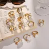 Wholesale Style Stainless Steel Acrylic Pearl Ring Niche High-end Feel Non-fading Jewelry Stainless Steel Accessories Rings