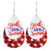 Wholesale Independence Day Earrings July Fourth Flag Day Shiny Pendant Festive Atmosphere Colorful Oversized Drop Earrings For Women