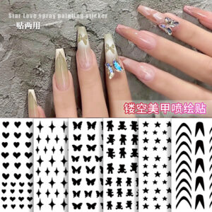 oly-acebb799e683cd9d5137eca2d54dd025 Wholesale Net red hollow stickers upgrade French flower love butterfly spray gun spray template nail nail stickers