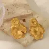 Wholesale PVD Coated Real Gold Plated 18K Gold Leaves 304 Stainless Steel Exaggerated French Style Waterproof Non Tarnish Ear Studs