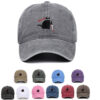 Wholesale Black Cat Knife Embroidered Baseball Cap Cotton Old Washed Baseball Cap Outdoor Hugh