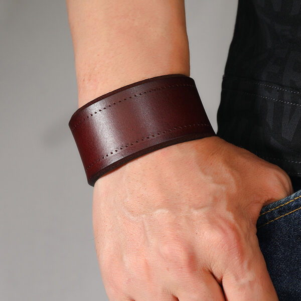 oly-ad16b1aeb5a017e6b5bafd5ee41df225 Wholesale Punk Style Simple Retro Wide Leather Bracelet Jewelry Punk Style Men's Head Layer Cowhide Bracelet