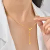 Wholesale Women's Jewelry Copper Material Geometric Design Cylinder Pendant Gold-Plated Imitation Gold Water-Plated Y-Shaped Necklace Gold