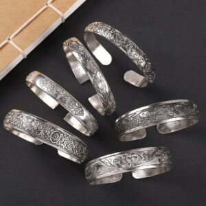oly-ad280b93dbf8c0e4021c2e034af6fe4b Wholesale Handmade Miao silver distressed bracelet female ethnic style retro court carved ancient silver bracelet personality exotic bracelet