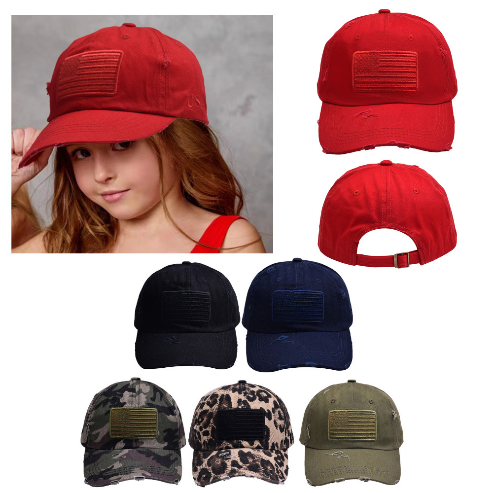 Wholesale ins New embroidered USA letter American flag Children's peaked cap Amazon outdoor male and female baby baseball cap