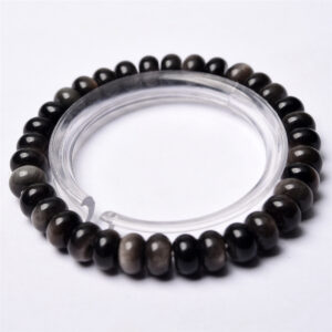 Silver obsidian abacus bracelet (about 6mm)