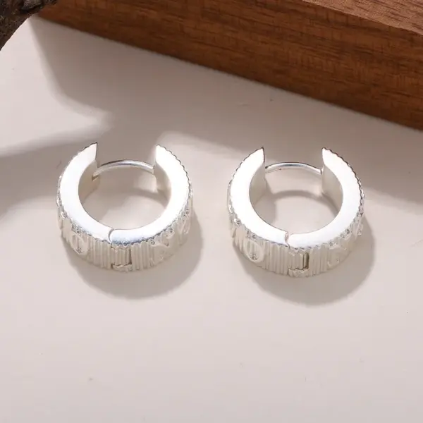 Wholesale Hypoallergenic Letter Hoop Earrings For Women In Copper With White K UV Plated Finish And 0.03µm Thick Coating