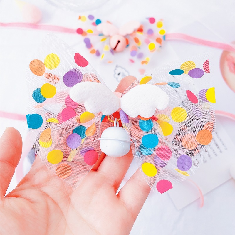 Wholesale Original Pet Bow Tie Bell Collar Cat Fairy Wings Big Bow Collar Dog Bell Collar Spit Towel