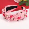 Wholesale  Diamond-encrusted Valentine's Day Hair Hoop Women's Fashionable Elegant Wide-brimmed Knot Pearl Headband  All-match Hair Accessories