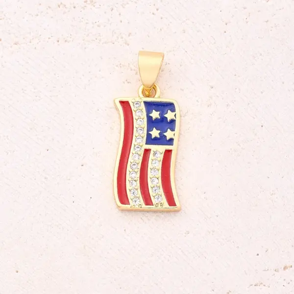 oly-ad63732f847998540a1a5e76d75ab7a3 Wholesale 1 Pc/Package 12.5x17mm 15x11mm 19x10mm Hole 3~3.9mm 5x3.5mm Copper Zircon 18K Gold Plated Ice Cream Letter American Flag Polished Pendant