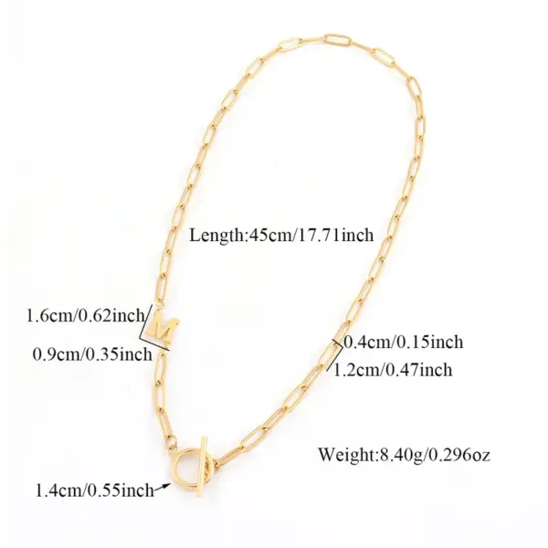 Wholesale PVD Coated Real Gold Plated Letter 201 Stainless Steel 304 Stainless Steel Elegant Simple Style Classic Style Waterproof Non Tarnish 201 Stainless Steel OT Clasp Toggle Clasp Closure Pendant Necklace