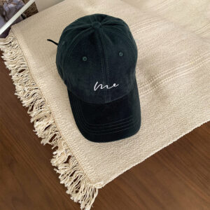 C2740 grass embroidered me baseball cap regular size dark green / Adjustable