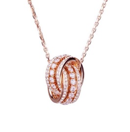 Rose gold large double ring necklace