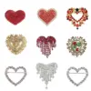 Wholesale Luxurious Full Diamond Heart Shaped Lapel Pins Fashionable Versatile Clothing Accessories For Women Teacher's Day Gift