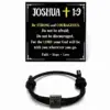 Wholesale Men's Cross Bracelet, Teenage Boy Gift, Religious Bible Verse Joshua 1:9 Black Cross Bracelet, Gift From Mom, Catholic Baptism, Confirmation, Birthday, Christmas Gift For Son, Grandson, Nephew