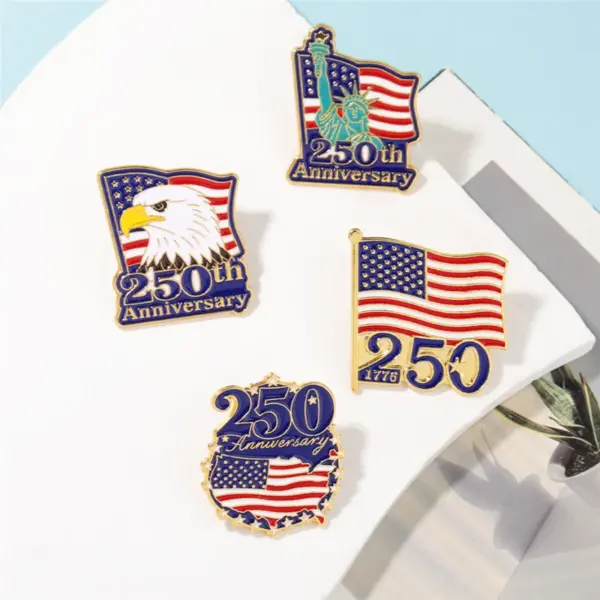 Wholesale American Flag Pin Made Of Zinc Alloy Featuring Stamping Craft, Available In Classic Colour