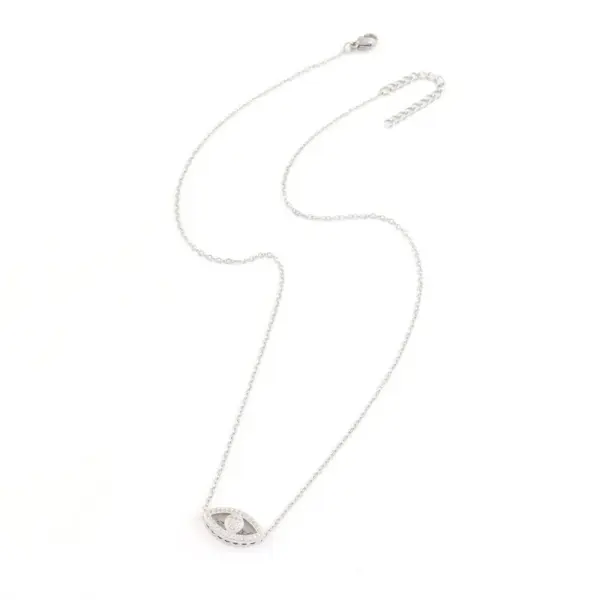Wholesale Minimalist Classic Style Eye Plated 18K Real Gold Zircon 201 Stainless Steel Copper Cable Chain Cross Chain Lobster Clasp Women's Necklace