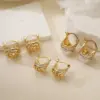 Wholesale New Vintage Design Women's Earrings Copper Plated Zirconium Stone Fashionable Versatile Geometric Pattern Daily Wear Jewelry