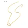 Wholesale PVD Coated Real Gold Plated Oval 201 Stainless Steel 304 Elegant Simple Style Classic Waterproof Non Tarnish Necklace