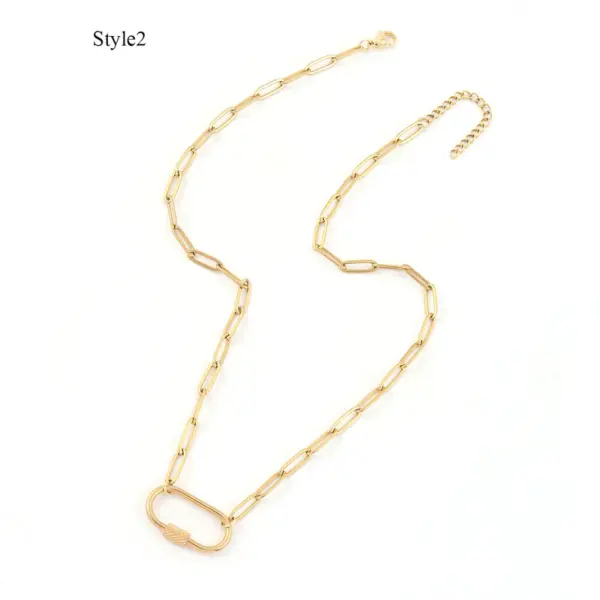 Wholesale PVD Coated Real Gold Plated Oval 201 Stainless Steel 304 Elegant Simple Style Classic Waterproof Non Tarnish Necklace