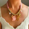 Wholesale 304 Stainless Steel Geometric Starfish Shell PVD Coated Freshwater Pearl Shell Real Gold Plated Nordic Style Vacation Marine Style Waterproof Non Tarnish Surgical Steel Shell Necklace Lobster Trigger Clasp Closure Pendant Necklace