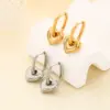 Wholesale Sweet Cool Minimalist Style 18K Gold Plated 304 Stainless Steel Vacuum Electroplated (In Furnace) Hollow Heart 3D Earrings For Women