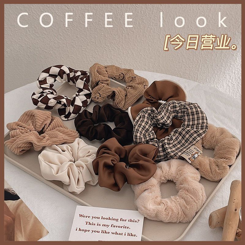 Wholesale Autumn and Winter milk brown Pig Colorful Hair Ring Women's New Simple Head Rope Mori Tie Hair European and American Cross-border Sweet Hair