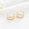 Wholesale Three-dimensional Geometric Earrings In Copper With 14K Real Gold Plating And Zircon Inlay, Featuring 925 Sterling Silver Studs
