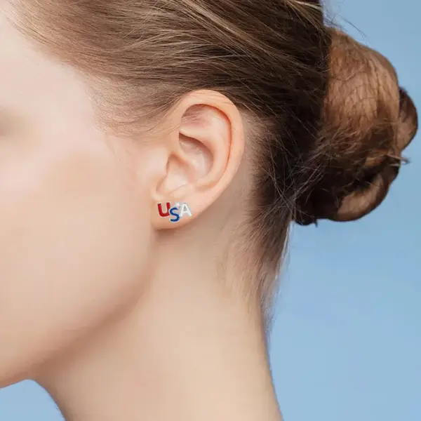 Wholesale Fashionable Alloy American Flag Independence Day Ear Cuff Geometric Pattern Zinc Alloy Universal Match Women's Asymmetric Earring
