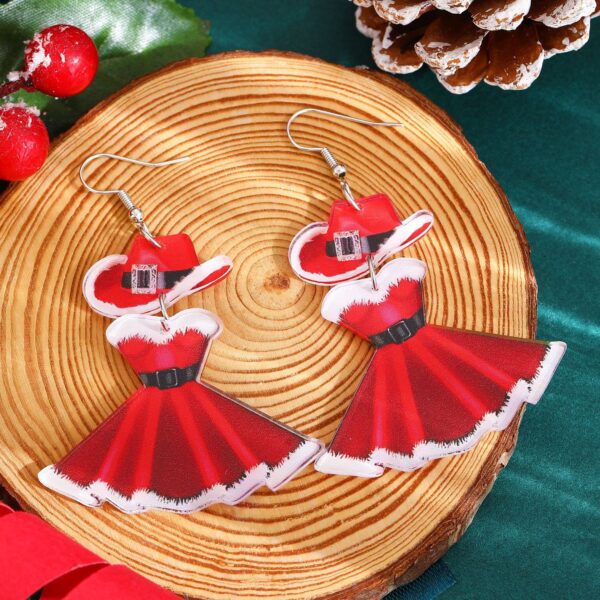oly-adadb92dbb2620c3ea569a291a7595ce Wholesale Christmas Carnival Party Acrylic Earrings Fashion Red Dress Hat Niche Earrings Christmas Earrings Women