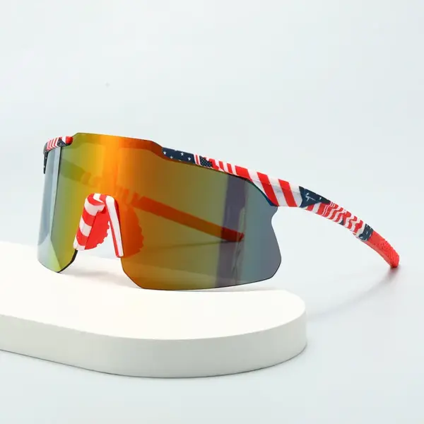 Wholesale Outdoor Sports Sunglasses Half Frame American Flag Independence Day Goggles Mountain Skiing Cycling UV Protection Unisex Sunglasses