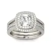 Wholesale Geometric Claw Setting Ring For Women In Copper With White K Water Plating And Zircon Inlay