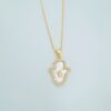 Wholesale Gold-plated copper micro-inlaid mother-of-pearl pendant necklace choker