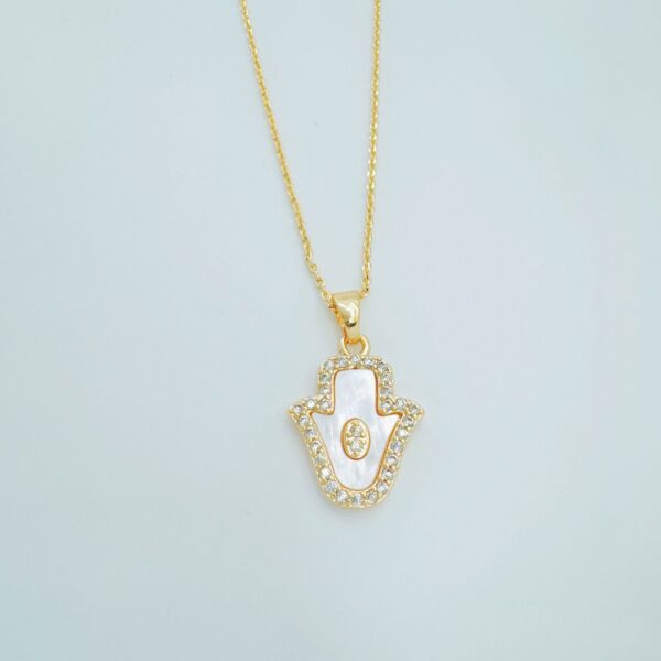 Wholesale Gold-plated copper micro-inlaid mother-of-pearl pendant necklace choker