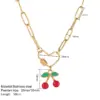 Wholesale Ion Plating (IP) 18K Gold Plated Cherry 304 Stainless Steel Classic Style Waterproof Non Tarnish 304 Stainless Steel Pendant Necklace