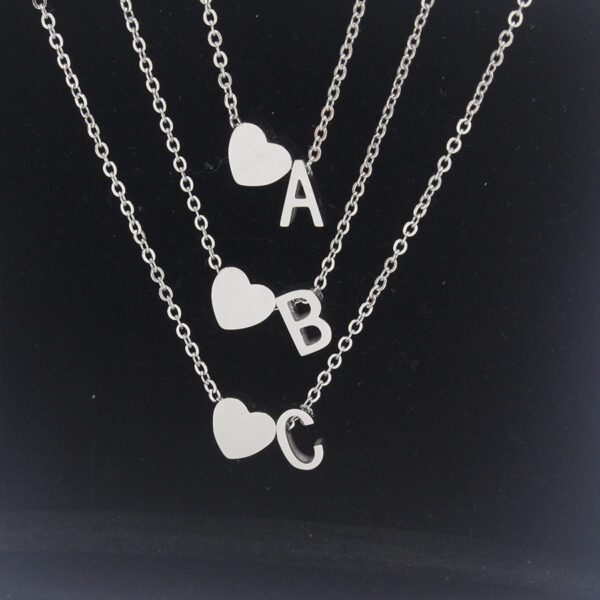 Wholesale  Personalized Fashion Stainless Steel Pendant Golden Heart English Letters Small Hole Beads A- Z Couple Necklace