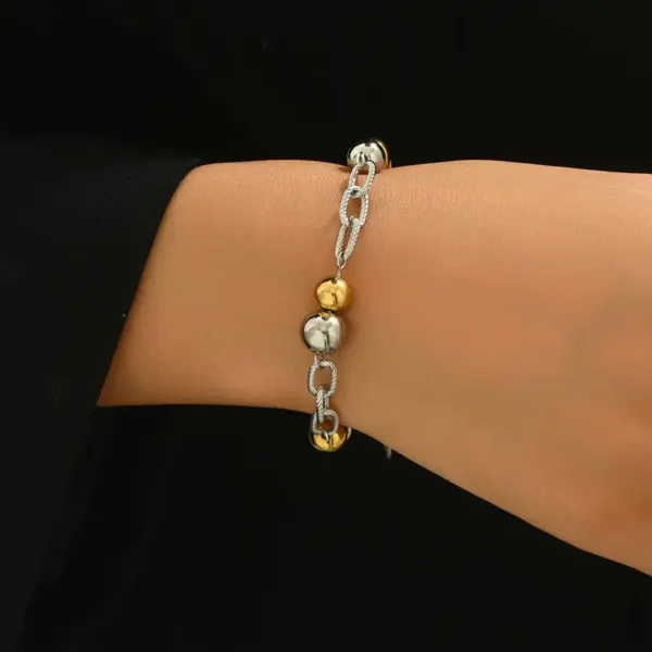 Wholesale PVD Coated Real Gold Plated 14K Gold Geometric 304 Stainless Steel Hip-Hop Simple Style Commute Waterproof Non Tarnish 304 Stainless Steel Bracelets
